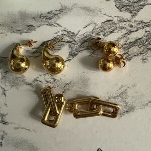 18kGold Polished Spherical Earrings Set preowned